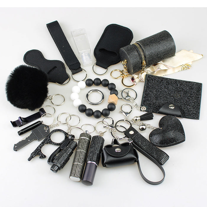 Wholesale Decorative 19 Piece Bag Charm Set In White Adult Keychain Accessory For Resale