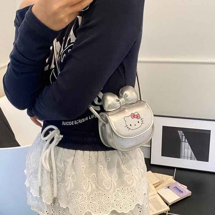 Wholesale New cartoon cute bow mini coin purse with cat print crossbody bag