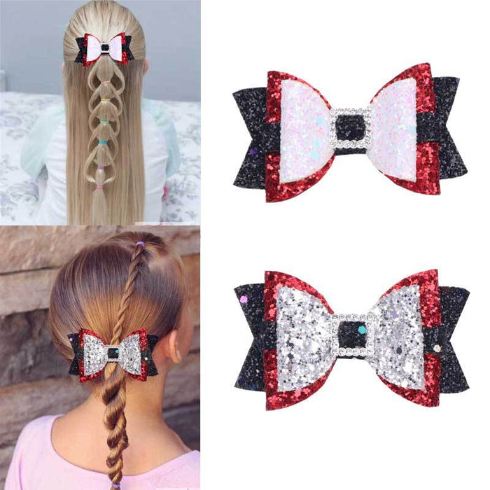 Wholesale Children Christmas Diamond Fabric Bow Hairpin JDC-HC-Bais004