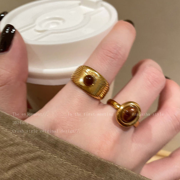 Wholesale Golden ring, women's high-end ring, niche design, unique ring