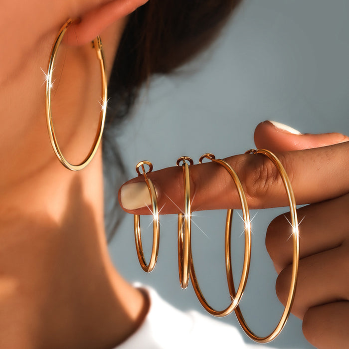 Wholesale 4pcs/set exaggerated circle plain ring