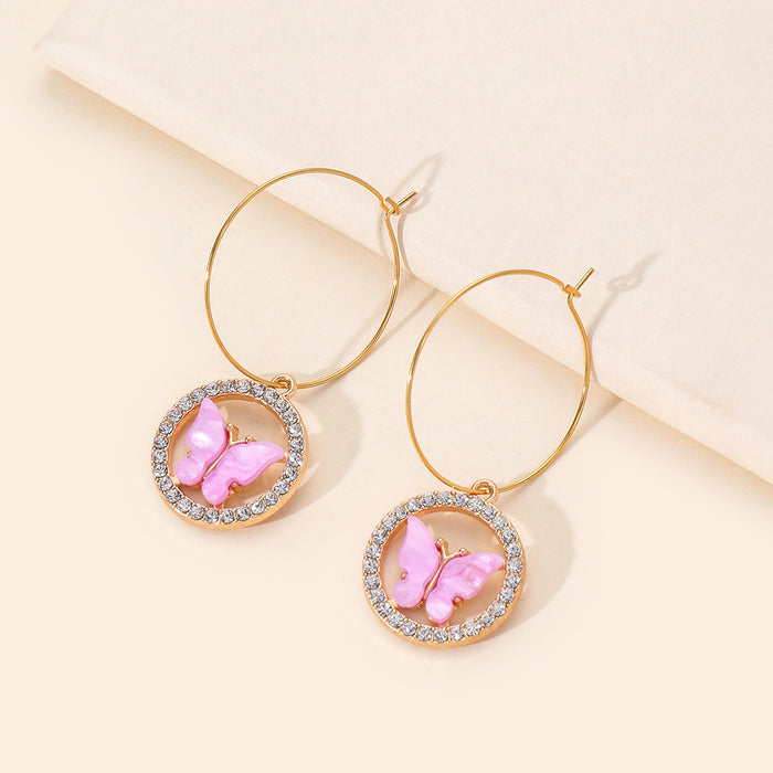 Wholesale Earrings Alloy Diamond Butterfly Earrings MOQ≥3 JDC-ES-LINER002