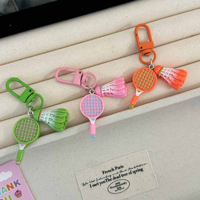 Wholesale Simulation badminton keychain cute pendant student couple gift creative key ring gift bag pendant