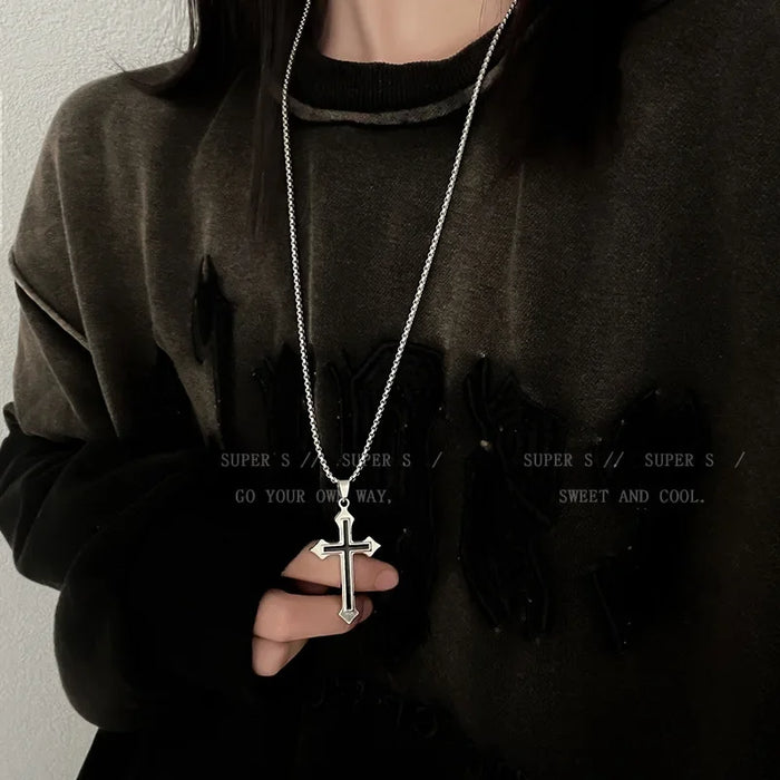 Wholesale Necklace Accessories Street Cross Personalized Alloy Pendant Sweater Chain