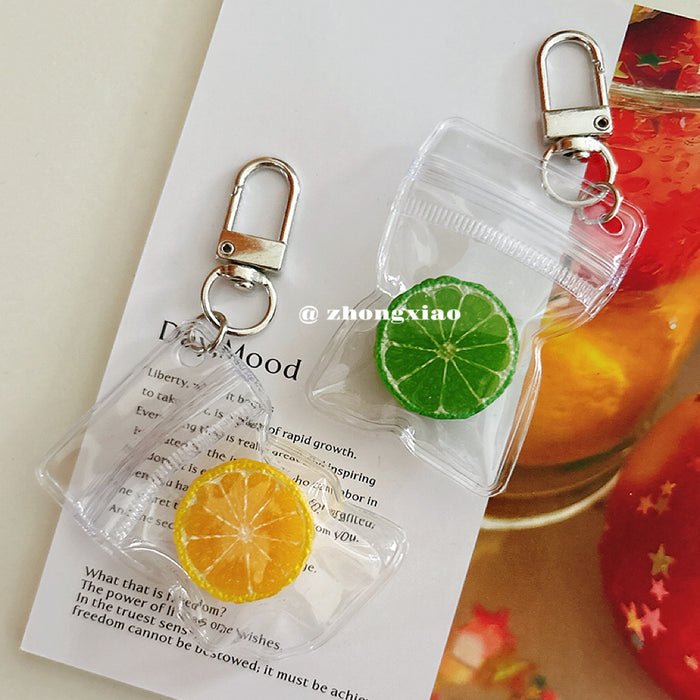 Wholesale Pastoral Style Resin Half Lemon Keychain Bag Charm Decorative Accessory