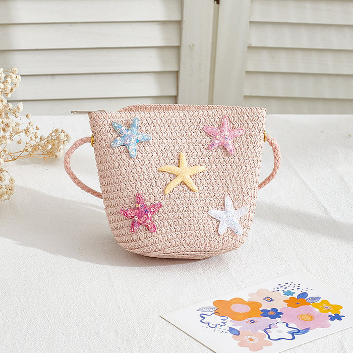 Wholesale Straw Bag for Girls Cute Solid Color Design Summer Travel Crossbody Purse