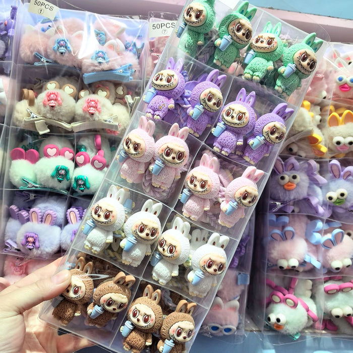 Wholesale 50pcs Cute cartoon doll, children's ponytail headband, rubber band headband