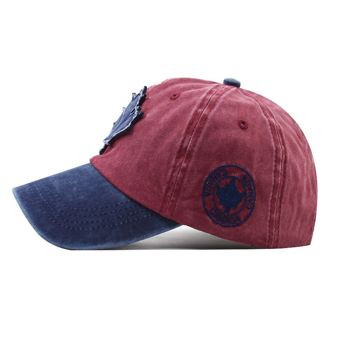 Wholesale Maple Leaf Embroidered Washed Vintage Baseball Cap
