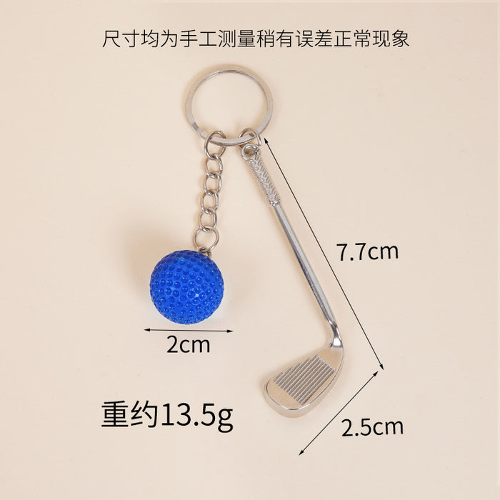 Wholesale Metal Golf Ball And Club Keychain Bag Charm Stylish Couple Gift Car Key Accessory MOQ≥2