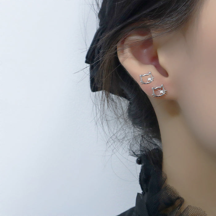Wholesale Zircon earrings with simple and sweet temperament, single diamond earrings