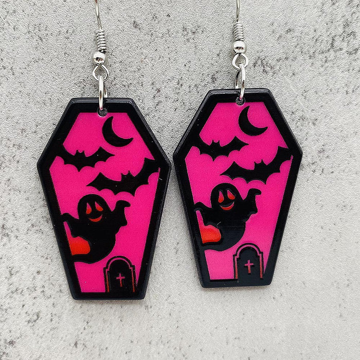 Wholesale  earrings coffin ghost bat acrylic earrings Amazon holiday jewelry