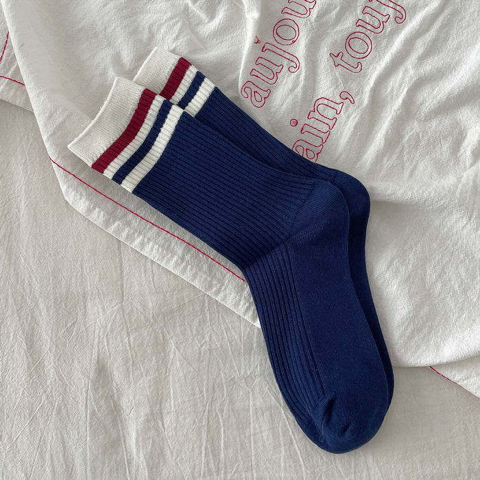 Wholesale Socks made of cotton, mid tube socks, striped pile socks, long socks