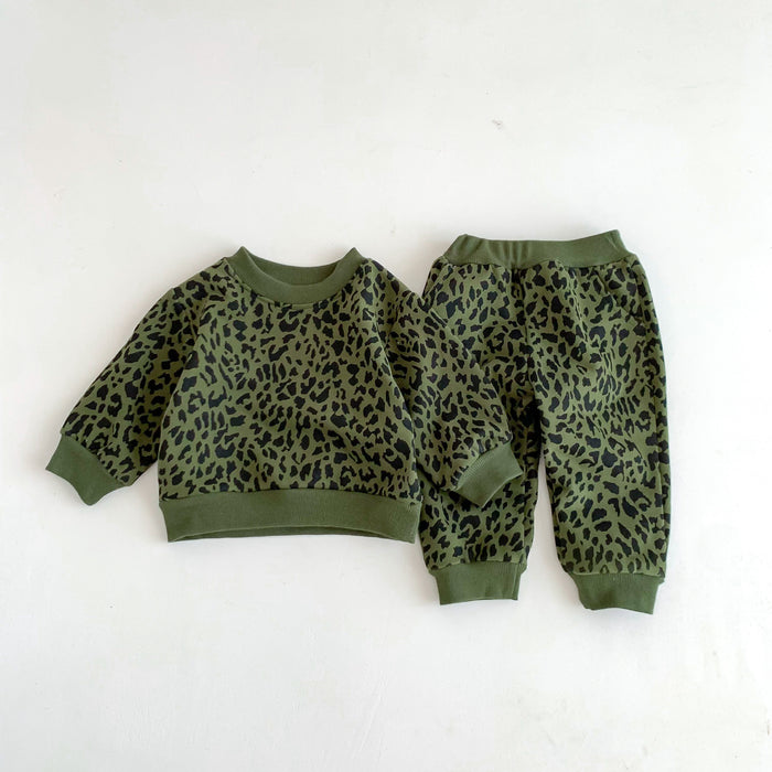 Wholesale Cute Leopard Print Sweatshirt Pure Cotton Long Sleeve Baby Clothes Suit JDC-BC-WeiNiS007