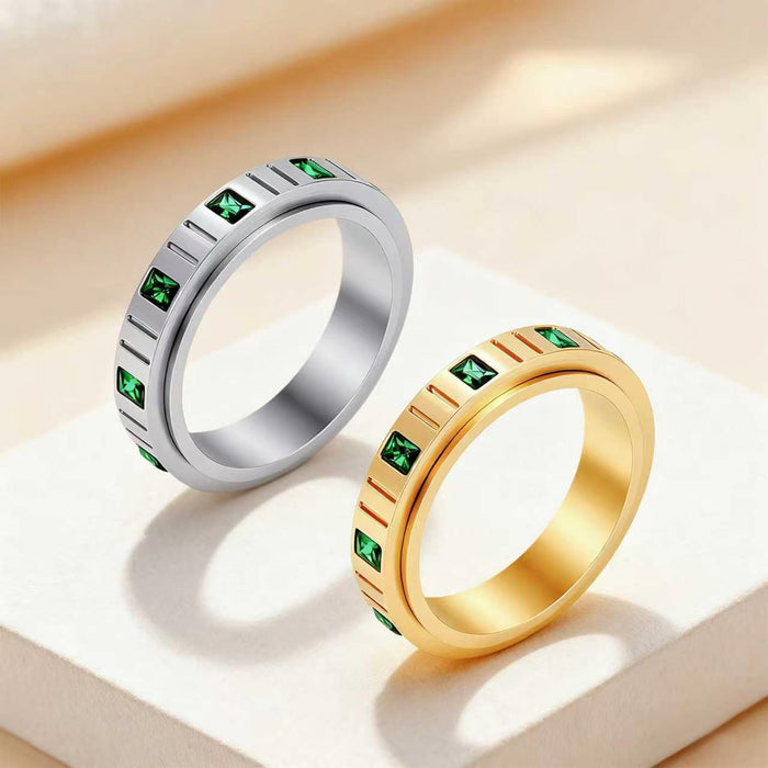 Wholesale Stainless Steel Diamond-Encrusted Ring Set Fashion Jewelry Gift for Women Boutique
