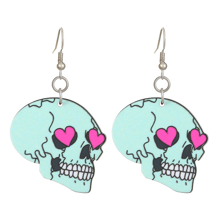 Wholesale  Series Earrings Dark Skull Heart-shaped Earrings Funny Bat Exaggerated Earrings