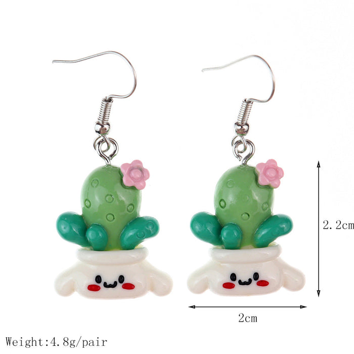 Wholesale Cartoon Simulation Plants Succulent Earrings JDC-NS-NiQing007