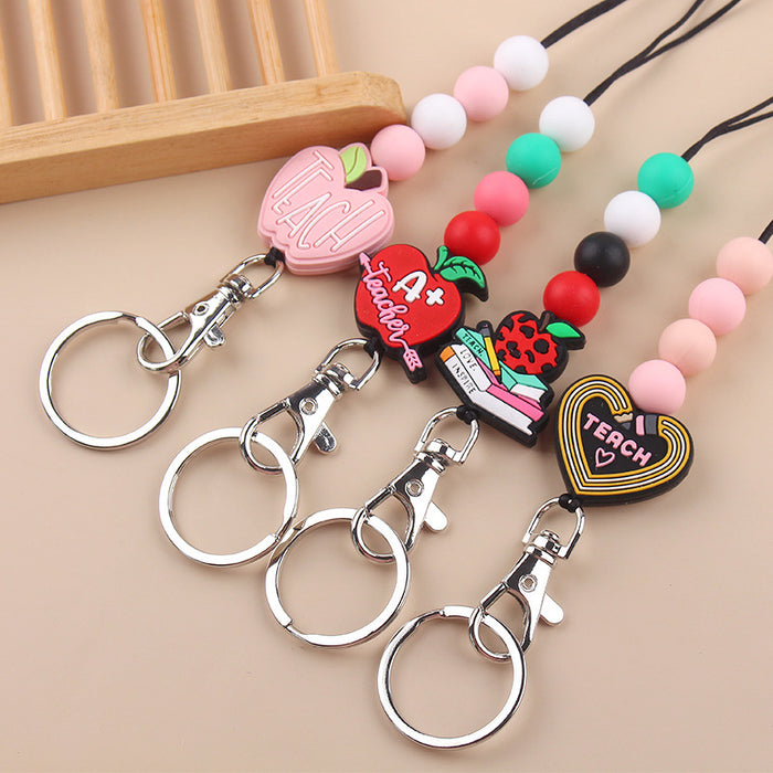 Wholesale Silicone Teacher's Day Lanyard Keychain JDC-KC-GuangTian023