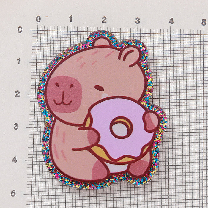 Wholesale New Sparkling Pink Cartoon Capibala Jewelry Patch Wear resistant Cute Shoe Flower Acrylic Pendant DIY Patch