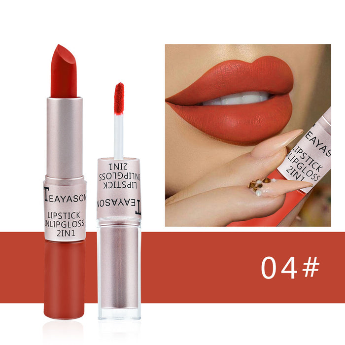 Wholesale Lipstick dual head non stick cup matte matte matte lip gloss 2-in-1 matte lipstick