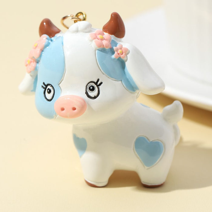 Wholesale Cartoon Cow Resin Keychain JDC-KC-RongRui047