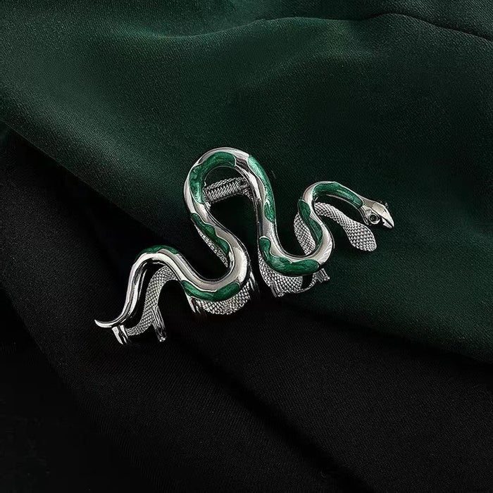 Wholesale Curved Green Snake-Shaped Grabber Female Summer Design Niche Hairpin Back of the Head Shark Clip