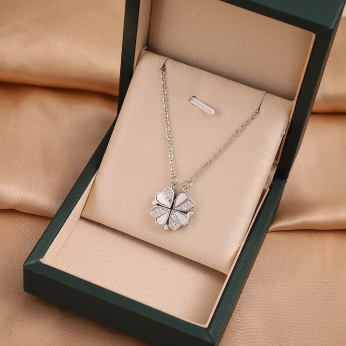 Wholesale Pure silver necklace with heart-shaped magnet that does not fade collarbone chain
