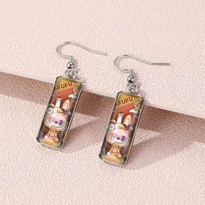 Wholesale Perimeter Earrings Rectangular Pendant Earrings Time Gem Glass Creative Earrings