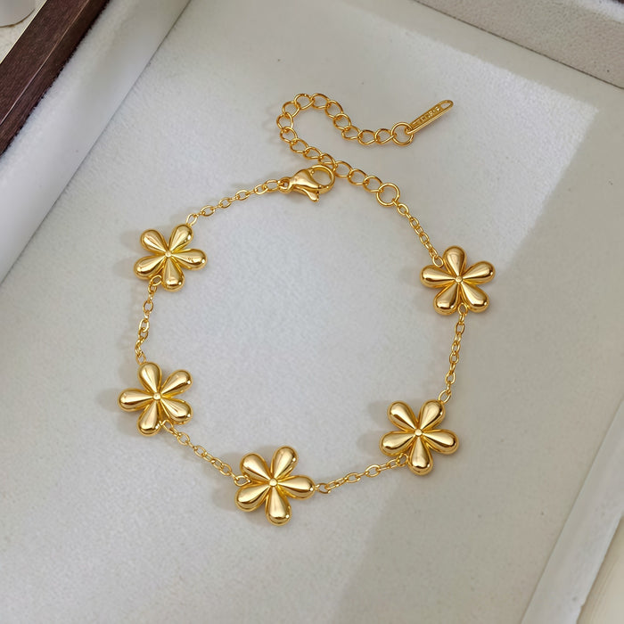 Wholesale Stainless Steel Electroplated Floral Design Bracelet Stylish Fashion Accessory