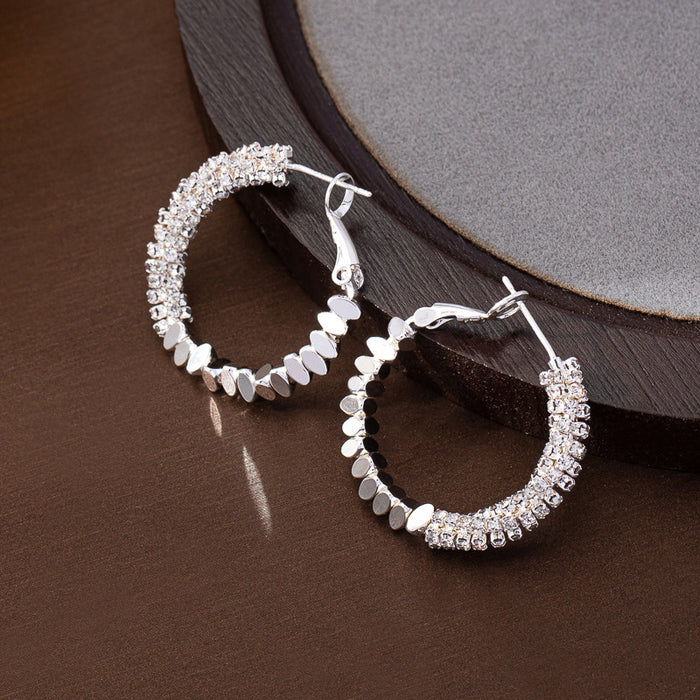 Wholesale Shattered Silver Texture Hoop Earrings