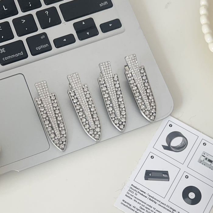 Wholesale New silver full diamond droplet shaped hair clip, duckbill clip, versatile, side shiny and broken hair clip