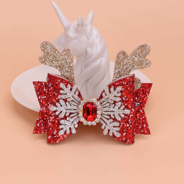 Wholesale Children Christmas Snowflake Fabric Bow Hairpin JDC-HC-Bais005