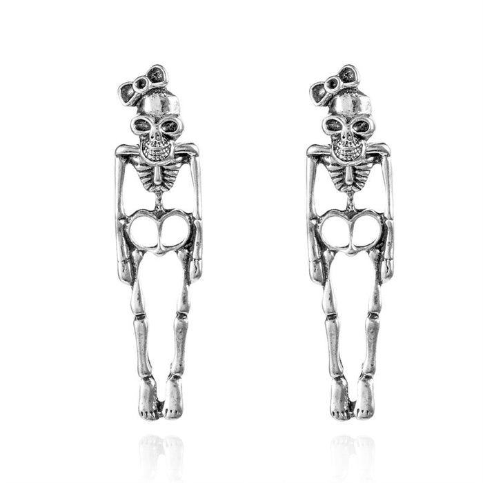 Wholesale  Artificial Human Skeleton Pattern Earrings European and American Humanoid Skull Earrings Ghost Halo Earrings