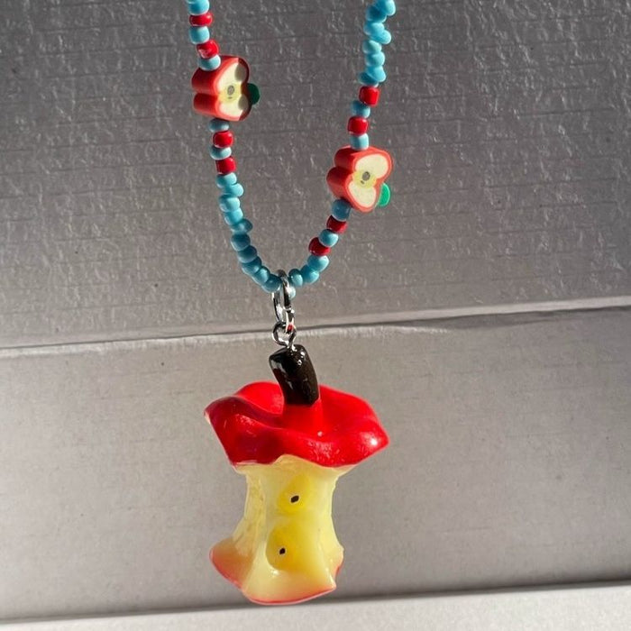 Wholesale Apple Core Beaded Color Necklace Women's New Sweet Cool Spice Girl  Clavicle Chain
