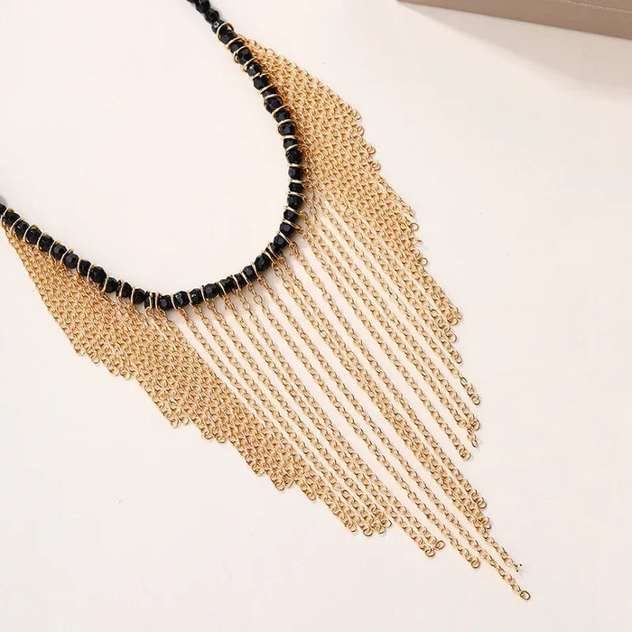 Wholesale Exaggerated jewelry, bead chain pendant, personalized niche chain, tassel necklace