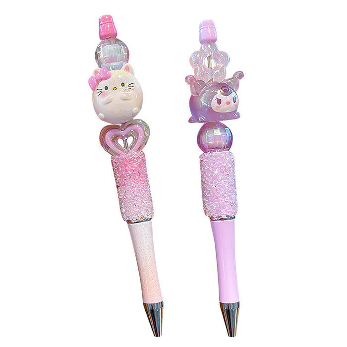 Wholesale Cartoon Plastic Crystal Sparkling Diamond Rotating Bead Neutral Pen JDC-PN-PeiNi001