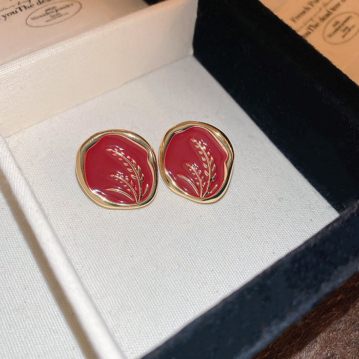 Wholesale Silver needle oil drop flower geometric earrings  summer new all-match earrings