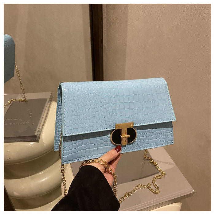 Wholesale Crocodile-patterned chain shoulder crossbody small square bag
