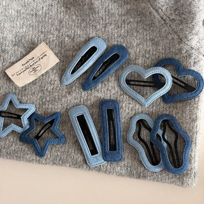 Wholesale Denim blue fabric bb clip cute dopamine baby hair clip broken hair side clip bangs hair accessories new