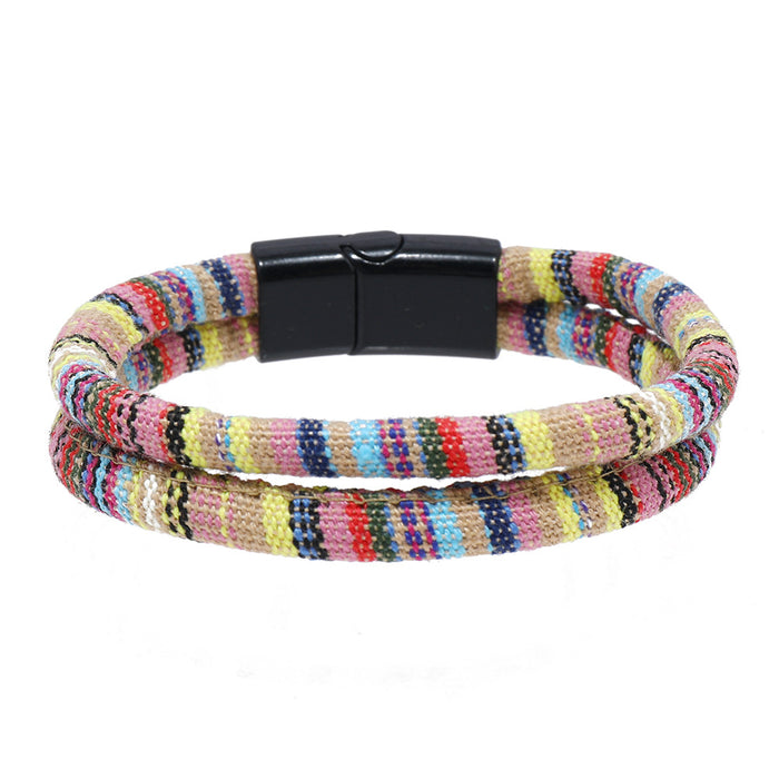 Wholesale Ethnic Style Bracelets Bohemian Style Fabrics Multi-color Weaving JDC-BT-XH026