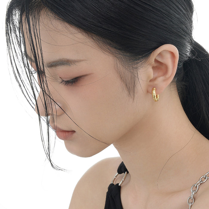 Wholesale S925 Sterling Silver Wrinkle Texture Earrings Women's Texture Earrings