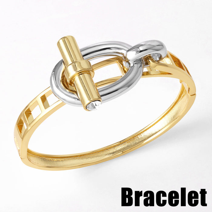 Wholesale  Asymmetrical Bracelet Ring Women's Glossy Copper Plated 18K Gold Bracelet