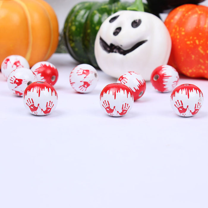 Wholesale 50PCS Halloween Blood Palm Blood Eyes Wooden Beads JDC-BDS-TianYue025