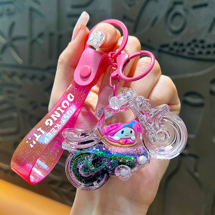 Wholesale Oil Filled Doll Motorcycle Acrylic Keychain JDC-KC-YanG077