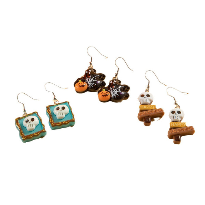 Wholesale Skull Pumpkin Acrylic Earrings Party Wear Jewelry Accessory MOQ≥2