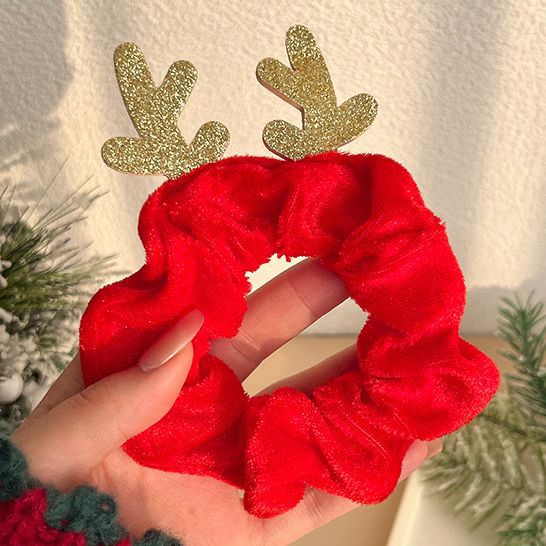 Wholesale Christmas Cartoon Deer Biscuits Braided Hair Scrunchies JDC-HS-Shuy002