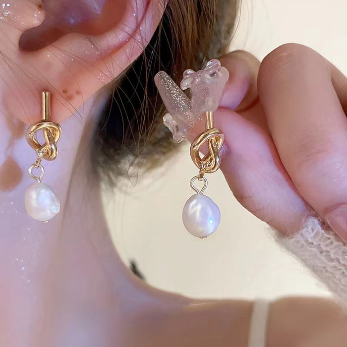 Wholesale Elegant Pearl Earrings Women's Simple Rope Pearl Pendant Small Earrings