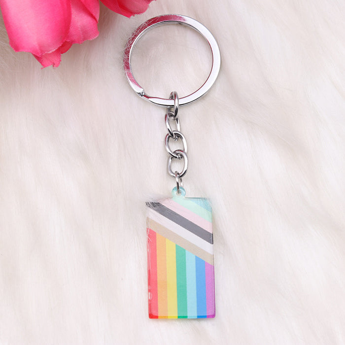 Wholesale Rainbow Love Acrylic Keychain JDC-KC-MingM003