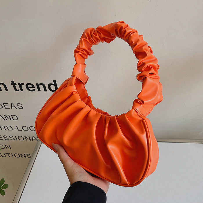 Wholesale New solid color cloud pleated bag, minimalist shoulder bag