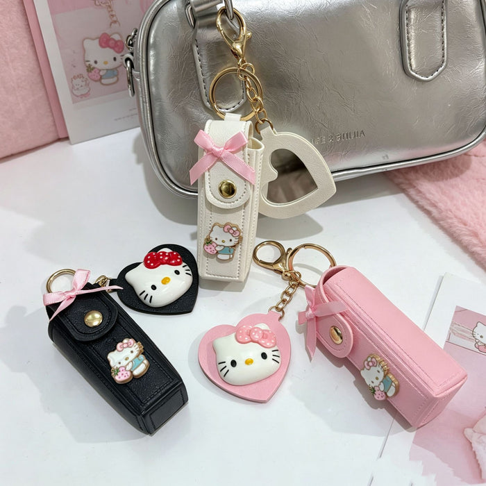 Wholesale Cartoon Lipstick Holder Keychain Bag Charm Cosmetic Mirror Decorative Accessory