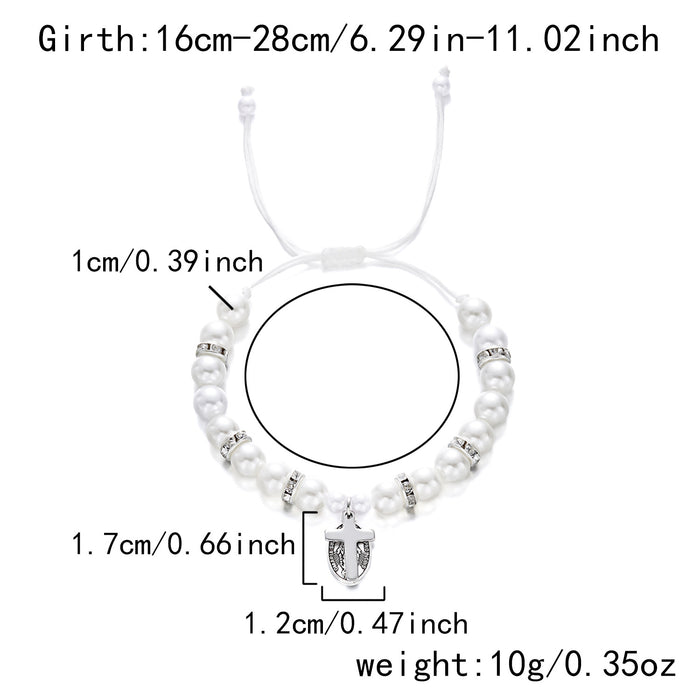 Wholesale Our Lady Cross Pearl Bracelet Gold Heart Imitation Pearl Bracelet